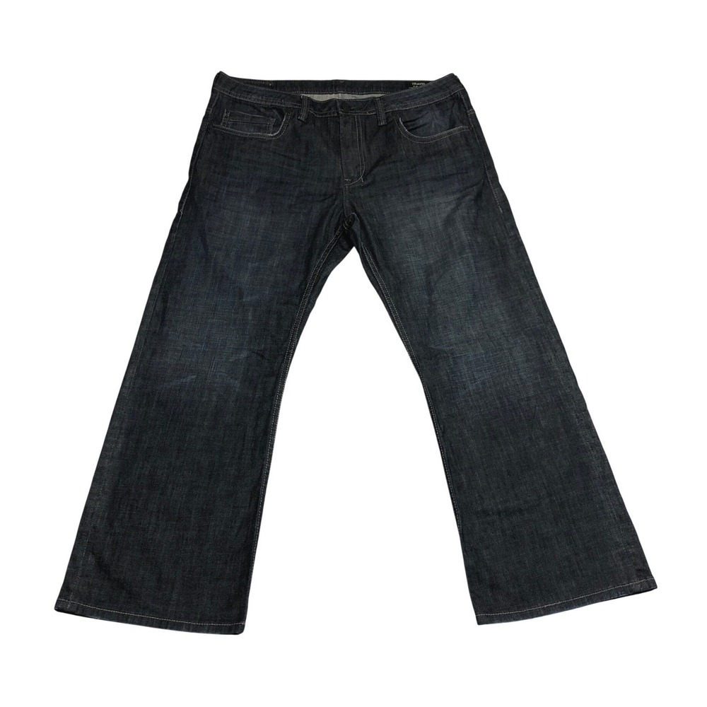 Buffalo David Bitton Travis Mens 40x30 Dark Wash Straight Wide Leg Jeans Indigo